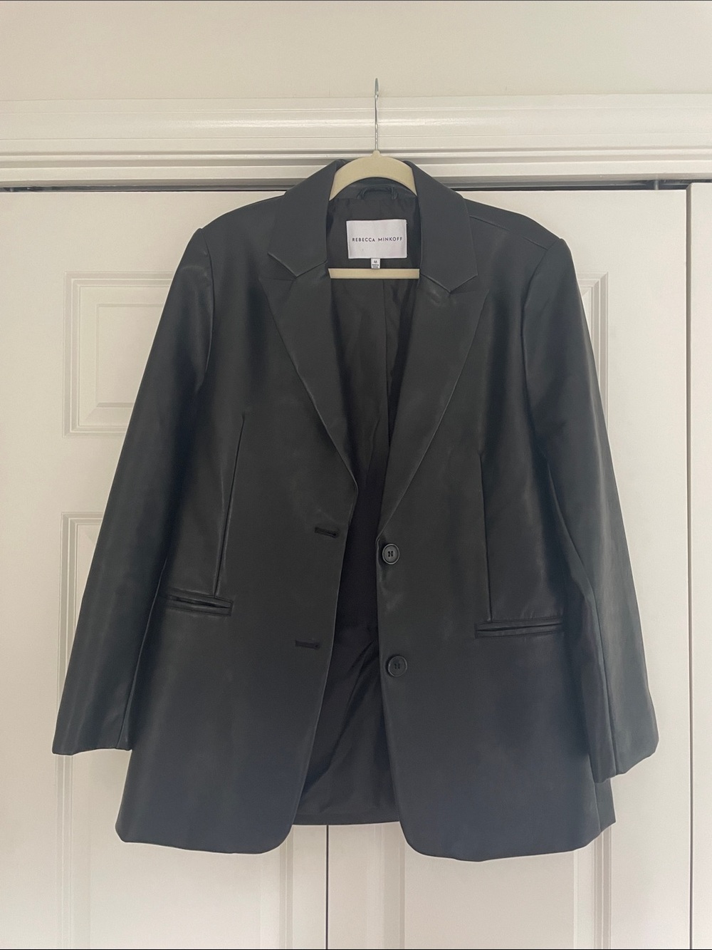 Rebecca Minkoff Black Leather Blazer Jacket - Two-Button